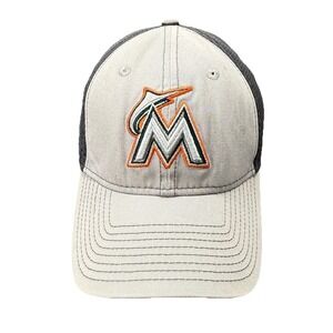 NEW ERA Miami Marlins 39THIRTY Small Medium Gray Black Mesh‎ Baseball Cap